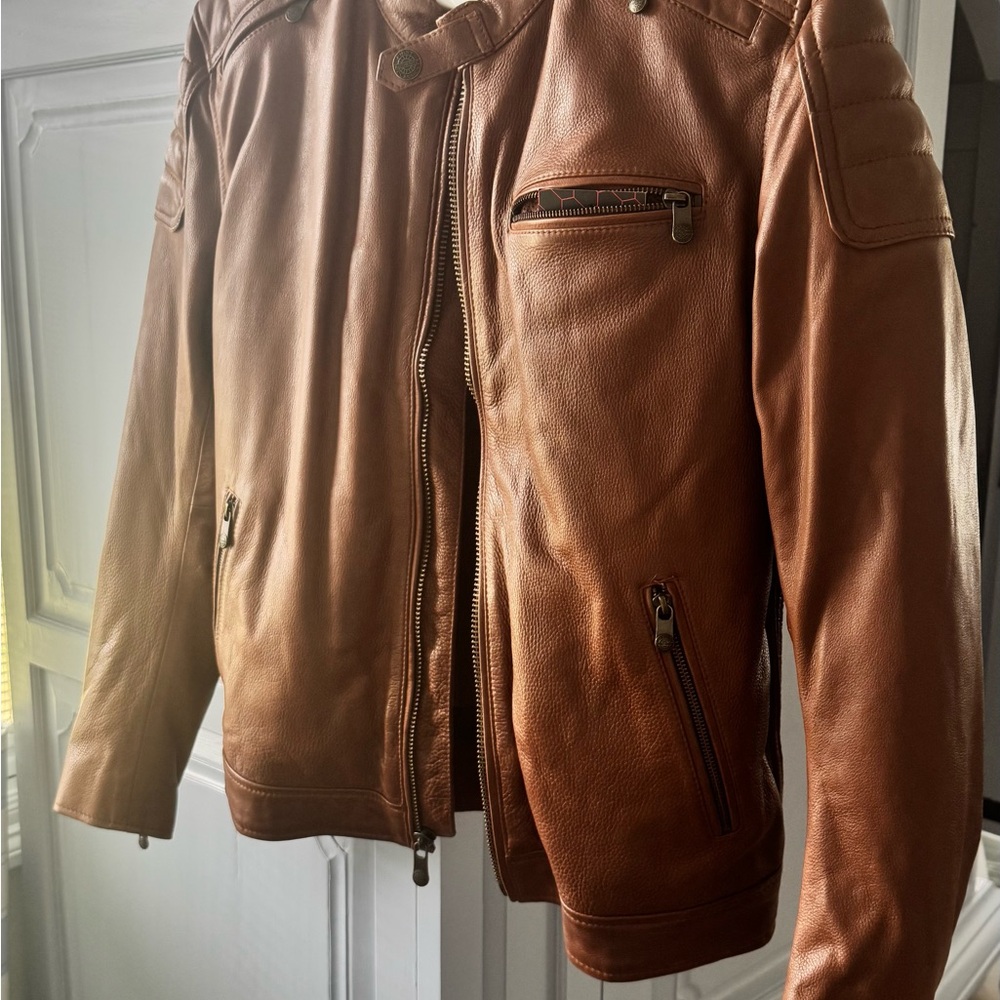 Brown Performance Jacket with Classic Motorcycle Style